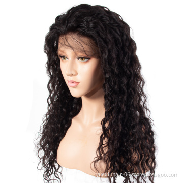 water wave lace wigs 100% virgin human hair China vendor, natural color lace front wig with baby hair